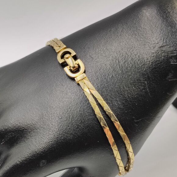Vintage Christian Dior Gold Tone Cream Enameling Bracelet 7.75" AS IS - Picture 5 of 16